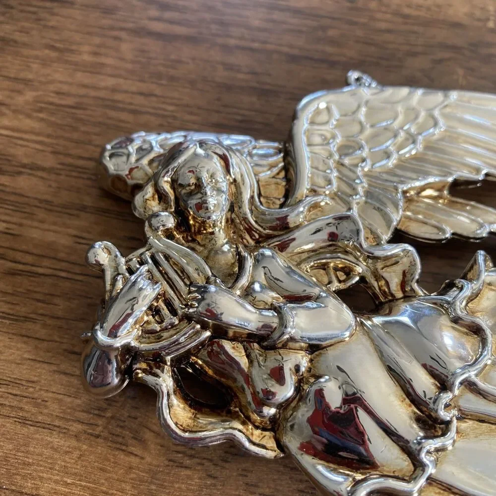 4 Vintage Christmas Ornaments Gold Tone Wise Men Camel Angel Manger Jesus
